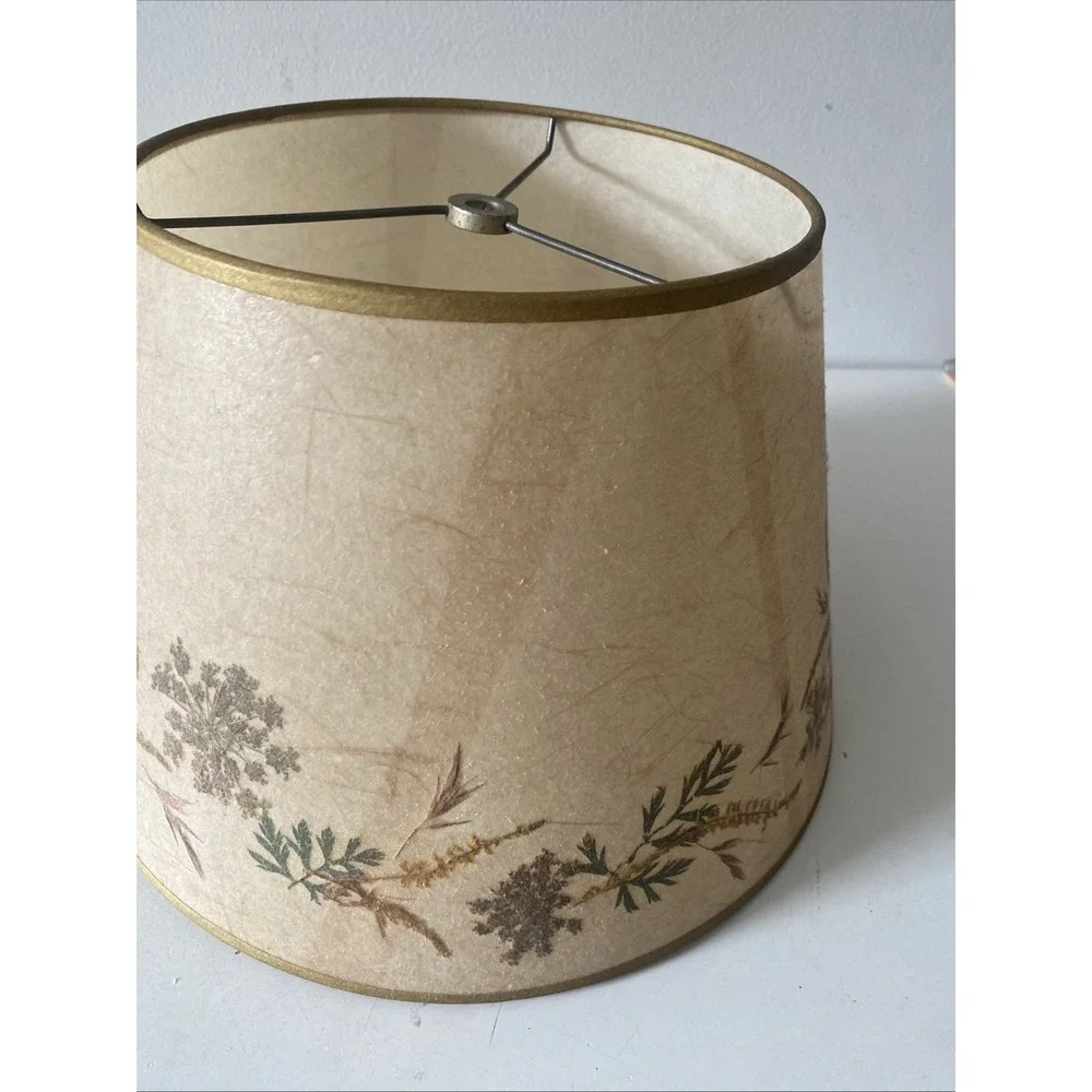 Vtg. Botanical Lamp Shade Dried Pressed Flowers/Leaves/ Butterfly Boho Farmhouse